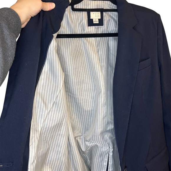 A New Day Navy Blue Fully Lined Pinstriped Blue and White Button Blazer Preppy 6 - Picture 8 of 11